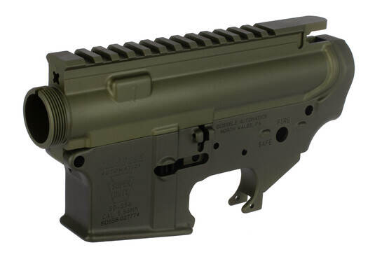 Geissele Automatics Super Duty Stripped AR-15 OD Green Receiver Set has milled markings